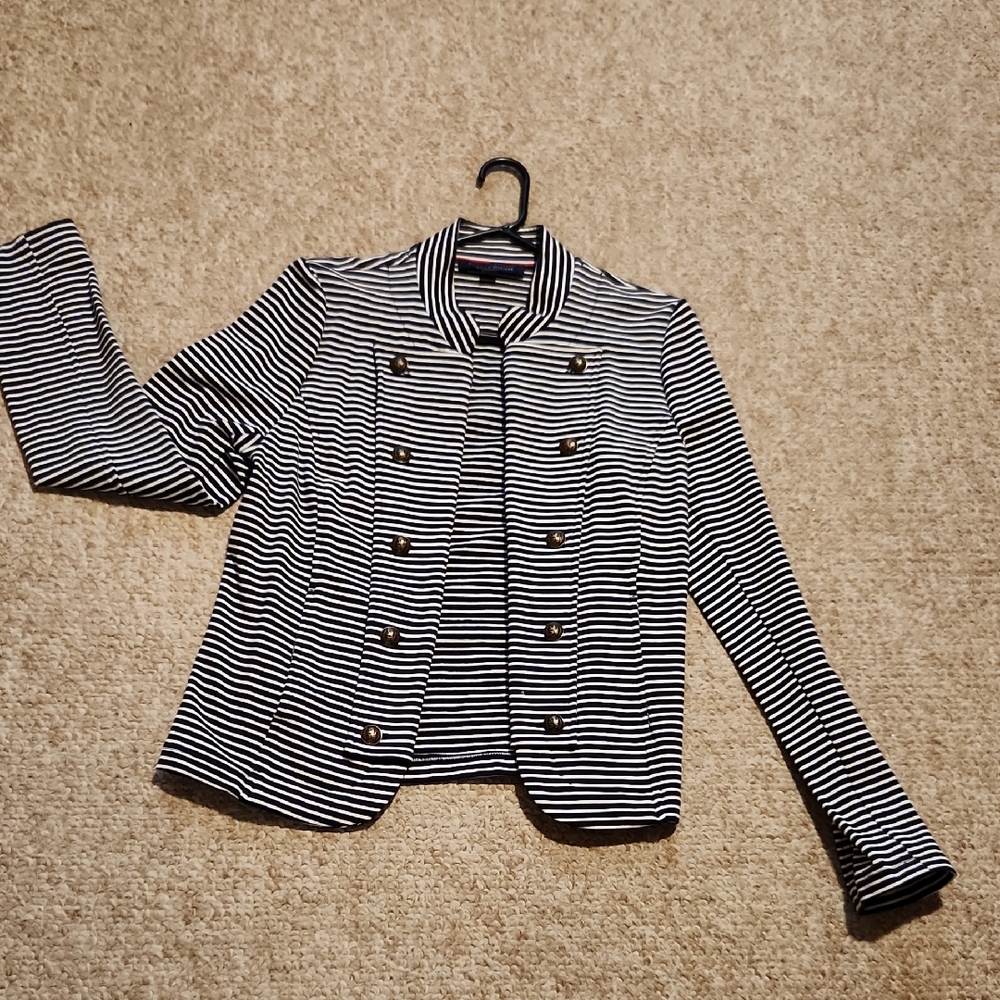 Tommy Hilfiger Black and White Striped Blazer